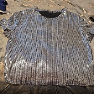 Silver Sequin Women's Top